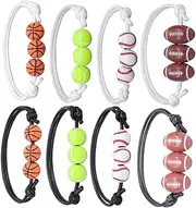 [Toddmomy] Boys Bracelets 8pcs Sports Bracelet Football Wristbands Soccer Charm Bracelet Men Baseball Bracelets for Boys Basketball Bracelet Braided Bracelet To Weave Cotton Rope Wax Line