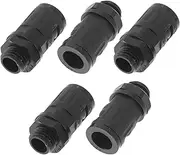 X AUTOHAUX 12.3mm / PG7 Cable Glands 10mm / 0.39" Bellows Waterproof Joint Straight-Through PA6 Nylon Black 5 Pcs