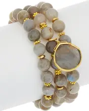 Rachel Reinhardt Set of Three 14K Over Silver Labradorite Bracelets