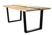 VI Dorian Solid Timber Top with Metal Base Dining Table