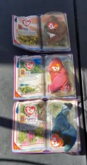 Set Of 3 TY Beanie Babies Dinosaur Trio Rex Steg Bronty 2000 Mcdonalds Plush