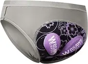 [simhoa] Ｓｉｍｈｏａ Cycling Underwear 3D Silicone Padded Comfortable Quick Dry Ladies Shorts Pants Bicycle Triangle Briefs for Ladies Biker, Grey and Purple, 2XL