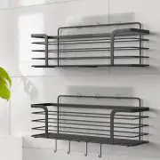 Shower Caddy Black Bathroom Organiser-2 Large Shower Shelves with Adhesive Stick