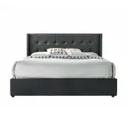 Sigurd Winged Headboard Gas Lift Storage Bed Frame - Double - Charcoal
