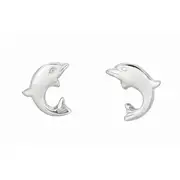 Sterling Silver Dolphin Stud Earrings