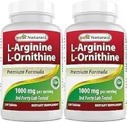 Best Naturals L-Arginine L-Ornithine - 1000mg per Serving - 120 Tablets - Non-GMO & Gluten Free (120 Count (Pack of 2))
