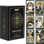 Tarot Cards with Guide Book 78 Gold for Beginners Deck Set Rider Waite Guidebook