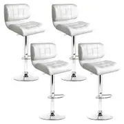 Artiss 4x Bar Stools Gas Lift Leather Padded White