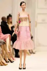 SS21 Moschino Couture Jeremy Scott "No Strings Attached" Pink Beige Corset Dress