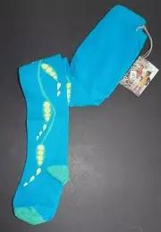 Luna Footed Tights Blue Green Peas in the Pod Sz 0-1 Yr 12 month Organic Cotton