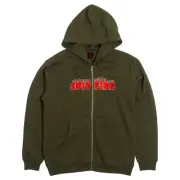 Spitfire Wheels Demonseed Script Olive Green Zip Hoodie Sweatshirt
