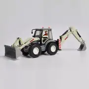 Backhoe Excavator Front Loader Diecast Construction Vehicle Toy Tractor White
