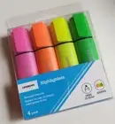 4 Pack J Burrows Highlighters Fluorescent Marker Pens Office School Stationary