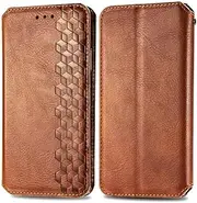 [SYSSRQMS] Leather Case for Tecno Camon 20 4G, Fashionable and Thin for Tecno Camon 20 4G Wallet Case, Small Cube Pattern Flip Phone Cover for Tecno Camon 20 4G Brown