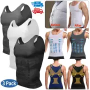 Mens 3 Pack Body Shaper Slim Tummy Vest Compression Shirt Tank Top Body Shaper