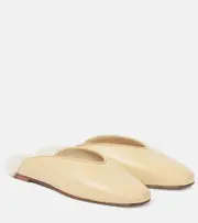[Le Monde Beryl] Le Monde Béryl Regency shearling-trimmed leather mules AU 10.5 yellow
