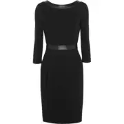 NEW GUCCI Solid Black Viscose BOAT NECK 3/4 SLEEVE KNEE-LENGTH SHEATH Dress M