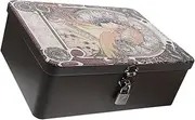 GREENADSCAPE Box Small Lockable Tinplate Storage Box Vintage Desktop Organizer for Jewelry Keepsakes Trinkets Cash Holder with Lid for Safe Storage