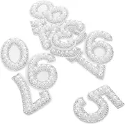 jojofuny 10pcs Digital Pearl Rhinestone Stickers Fabric Number Sticker Sew on Number Patches Sew-on Number Appliques Iron-on Number Appliques Number Stickers White to Drill