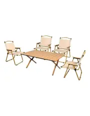 [Levede] Outdoor Folding Camping Table Chair Set in Oak