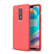 2PCS Shockproof Case for OnePlus 9 Leather Texture Soft Silicone Phone Back Cover forOnePlus 9 - Red OnePlus 9