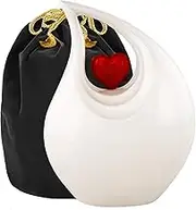Heart of Love Cremation Urn for Human Ashes – Beautiful Memorial ERN for Adult – Decorative ERN for Loved Ones – Funeral Urn for Burial or Display (White Red, Adult)
