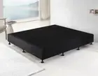 Queen Ensemble Bed Base Midnight Black Linen Fabric Palermo