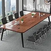 HOLGVE Small Conference Table, for 4 People Seminar Training Desk, Space Saving Design Compute Desk, Rectangular Meeting Table(Walnut,62.9x39.3in/160x100cm)