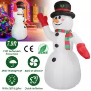 8FT Inflatable Christmas Giant Snowman Blow up LED Lights Hat Snowman Xmas Decor
