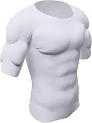 [ARSAVDCG] Mens Fake Abdomen Muscle T-Shirt White Shaper False Muscle Chest Tops Breathable Soft Compression Undershirt Funny Cosplay Costume