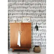 Notes removable wallpaper Music wall art Musician Black & White Seamless pattern