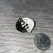 Two Cats Black White Yin Yang Cute Collectible Enamel Pin