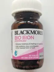 Blackmores Bio IRON Advanced 30 Tablets High Potency Gentle Formulation Vegan