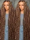 Curly 13x6 Lace Frontal Human Hair Wigs 427 Ombre 30Inch 13x4WaterWave Brazilian