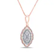 0.33 CT. T.W. Composite Marquise Natural Diamond Double Scallop Frame Pendant in 10K Two-Tone Gold