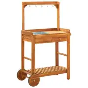 Solid Wood Kitchen Trolley Wheels Cart Serving Storage Shelf Rack Organiser