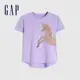 Gap 女童裝 翻轉亮片圓領短袖T恤-紫色(909214)