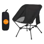 GGP Black Portable Lightweight Folding Beach Chair Compact Fishing Chair With Square Legs For Outdoor Use