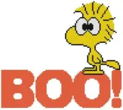 CROSS STITCH+ CRAFT PATTERN Woodstock Bird Boo Letters Halloween Scare Fun Eyes
