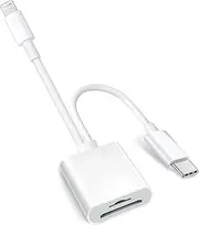 Apple USB-C & Lightning to SD & TF Card Reader for iPhone 15/14/ 13/12/ 11/ XS/XR/X/8 7 6 5, MacBook Pro M1 Air, iPad Pro/Air, iMac, Galaxy S23/S22 (White-1)