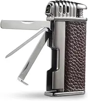 Urgrette 3 in 1 Pipe Lighter Butane Angled Soft Flame Lighter Refillable Lighter with 3 Pipe Cleaner Tools Multifunctional Gas Lighter for Camping Grill Fireplace Candle (Gas Not Included)