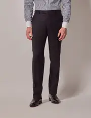 Hawes & Curtis Black Twill Wool Tailored Fit Suit Trousers Size: 34" (EU 50)