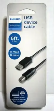 Philips USB 2.0 Device Cable 6ft for Printer Scanner