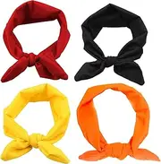 Yuyeran 4PCS Women Elastic Bow Hairband Adult Turban Knotted Bunny Ears Headband Headdress Hair Accessories Headwrap
