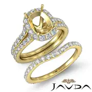 Cushion Diamond Semi Mount Engagement Ring Bridal Set 14k Gold Yellow 1.80 ct.