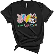 [Generic] Peace Love Easter, Awesome Easter Day Peace Sign Hand Heart Bunny Beagle Lover, Family Group Unisex T-Shirt