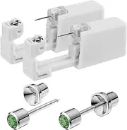 [SugarTang] Safe Piercing Earrings and Body Piercing Kits, Stainless Steel 4mm Cubic Zirconia Jewelry Ear Piercing Gun Sets