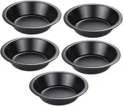 iplusmile 5pcs Non-Stick Carbon Steel Mini Baking Pan Set Round Tart Pans for Oven for Small Cakes Bread Muffins and Desserts Versatile Bakeware for Kitchens