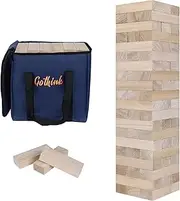 GOTHINK Get Ready for Fun Jumbo Wooden Tumbling Tower Game - Over 3.2 FT Tall, 60pcs with Carry Case, Perfect for Outdoor Parties and Family Game Nights