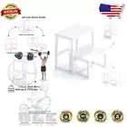 Foldable 2-Step Wooden Stool with Metal Frame - Safe for Kitchen & Bathroom